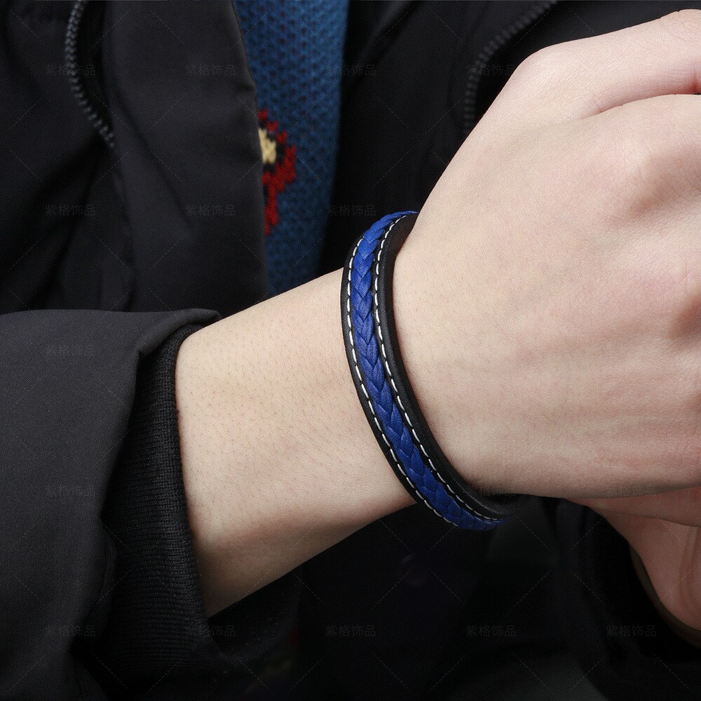 1 Piece Simple  Daily Style Woven Shape PU Men's Bracelet h5 